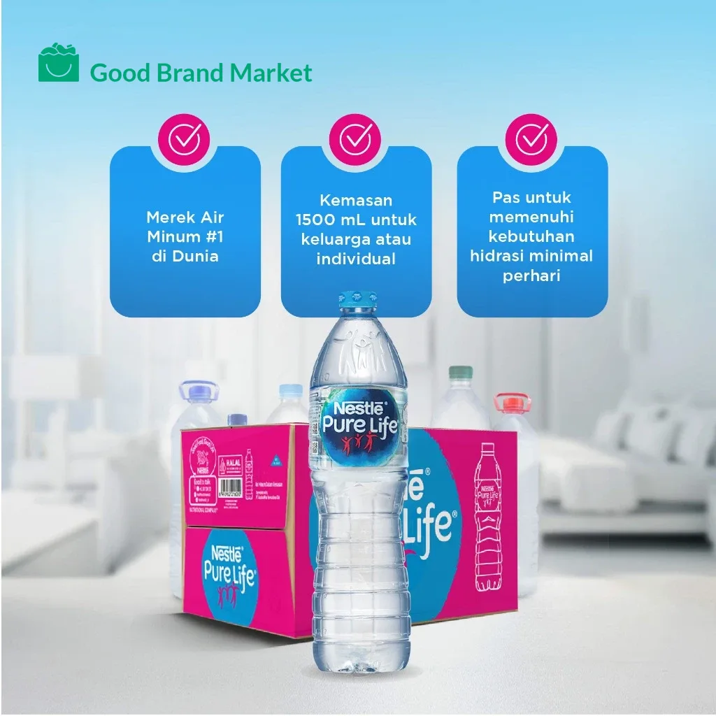 Nestle Pure Life Air Mineral 1 Dus Isi 12 Kemasan Botol 1500 ml 2